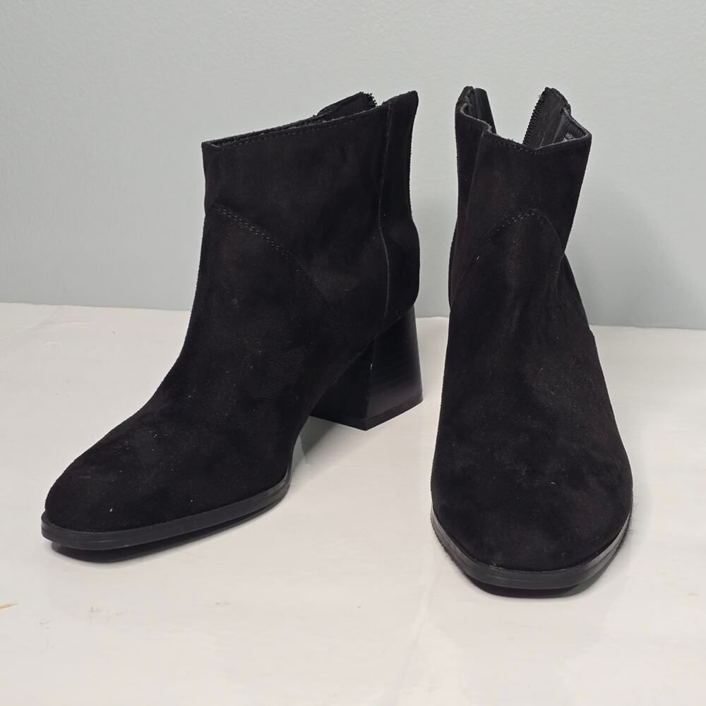 Anne Klein Black Faux Suede Ankle Booties